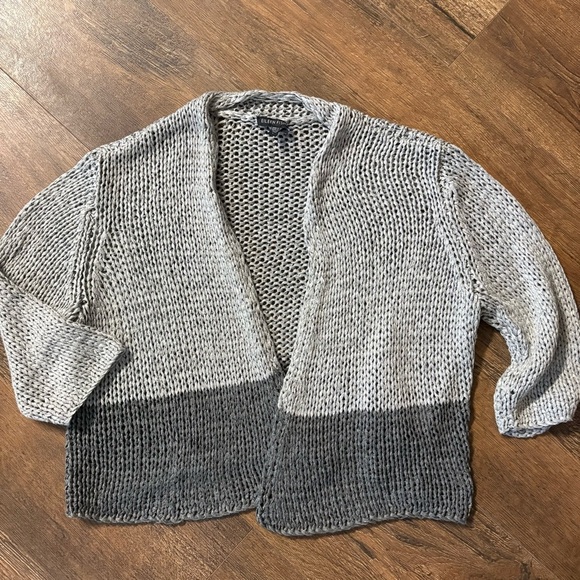 Eileen Fisher Gray Knit open cardigan sweater - Picture 2 of 5
